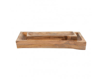 Sagebrook 17"/23" Wood Rectangular Trays (Set Of 2) - Natural