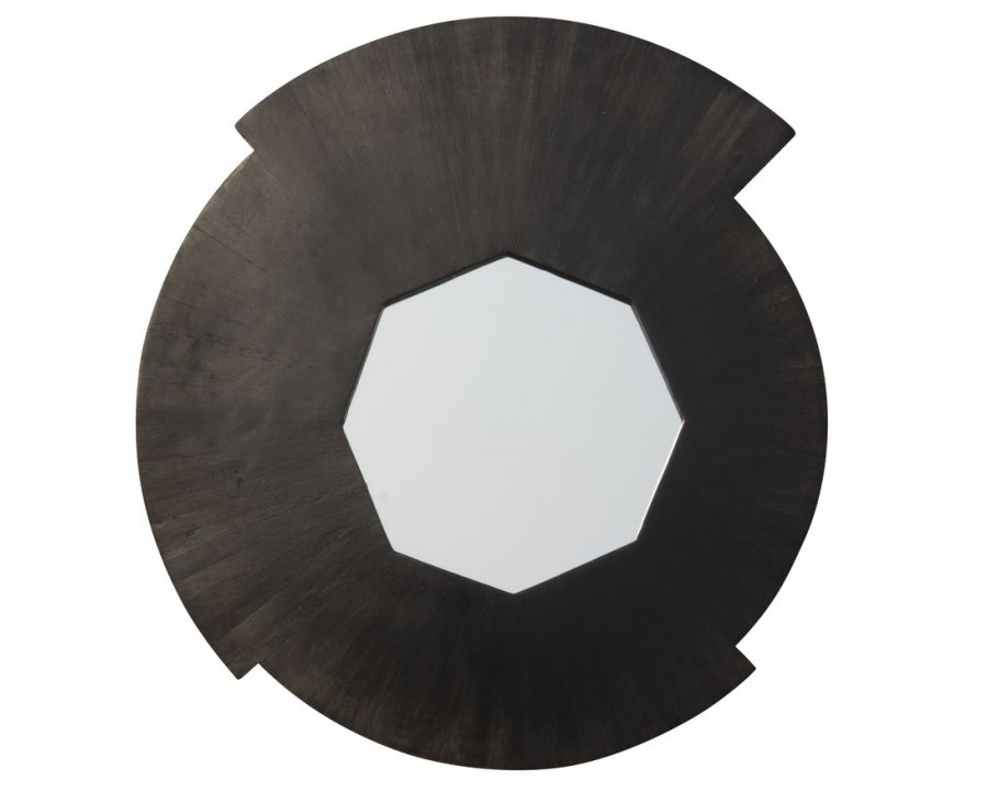 Sagebrook Wood Round Mirror - Black