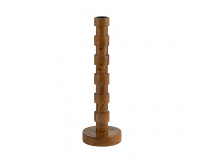 Sagebrook 13" Wood Textured Taper Candle Holder