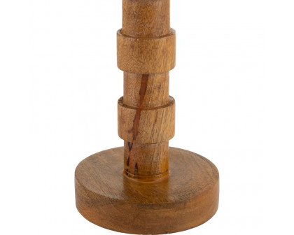 Sagebrook 13" Wood Textured Taper Candle Holder - Brown