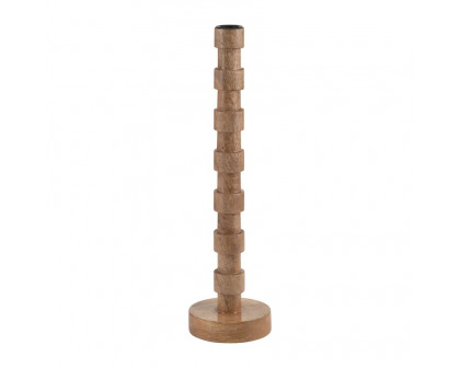 Sagebrook - 14" Wood 2-Tone Textured Candle Holder