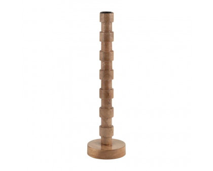 Sagebrook 13" Wood Textured Taper Candle Holder