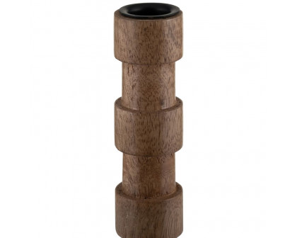 Sagebrook 15" Wood Textured Taper Candle Holder - Brown