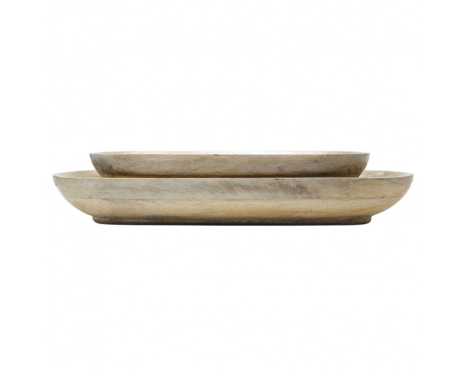 Sagebrook 18"/23" Wood Oval Trays (Set Of 2)