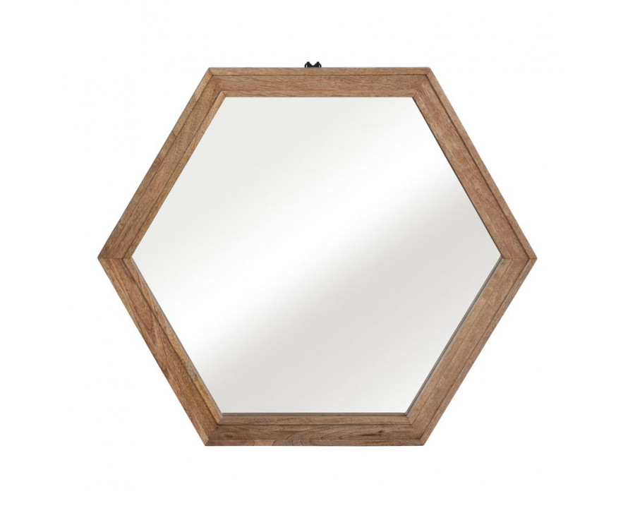 Sagebrook Wood Hexagonal Mirror - Natural