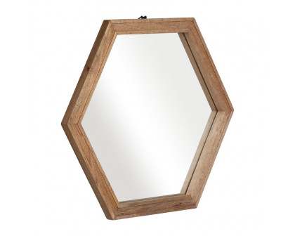 Sagebrook Wood Hexagonal Mirror - Natural