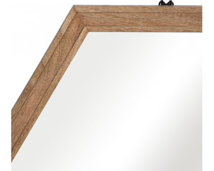 Sagebrook Wood Hexagonal Mirror - Natural