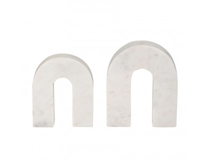 Sagebrook 7" Marble Horseshoe Table Top Decor - White