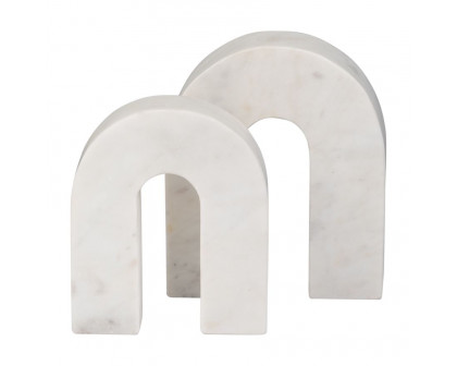 Sagebrook 7" Marble Horseshoe Table Top Decor - White