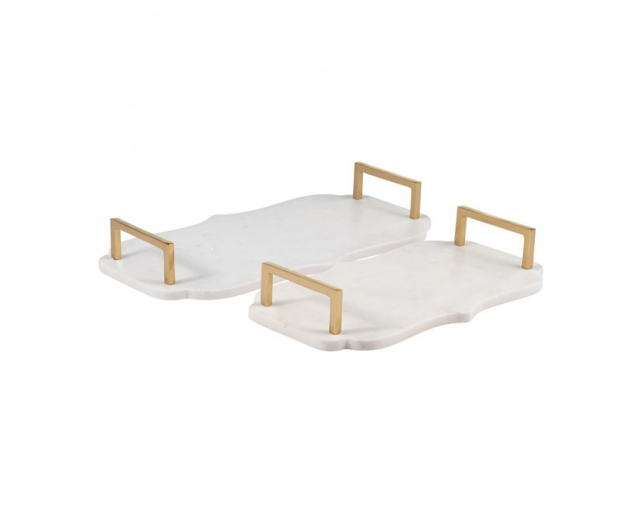 Sagebrook - 15"/18" Marble Accent Trays (Set Of 2) in White