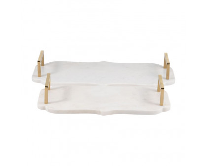 Sagebrook - 15"/18" Marble Accent Trays (Set Of 2) in White