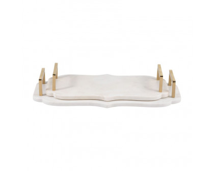 Sagebrook - 15"/18" Marble Accent Trays (Set Of 2) in White