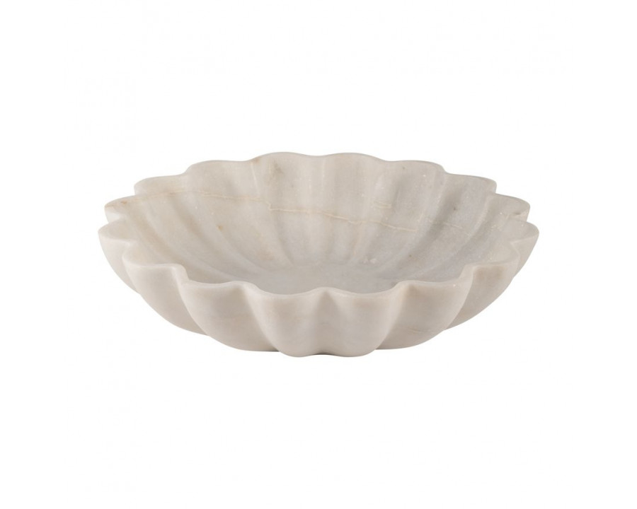 Sagebrook - 12" Marble Shell Shaped Bowl in White