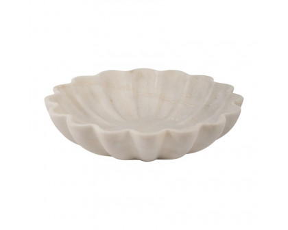 Sagebrook - 12" Marble Shell Shaped Bowl in White