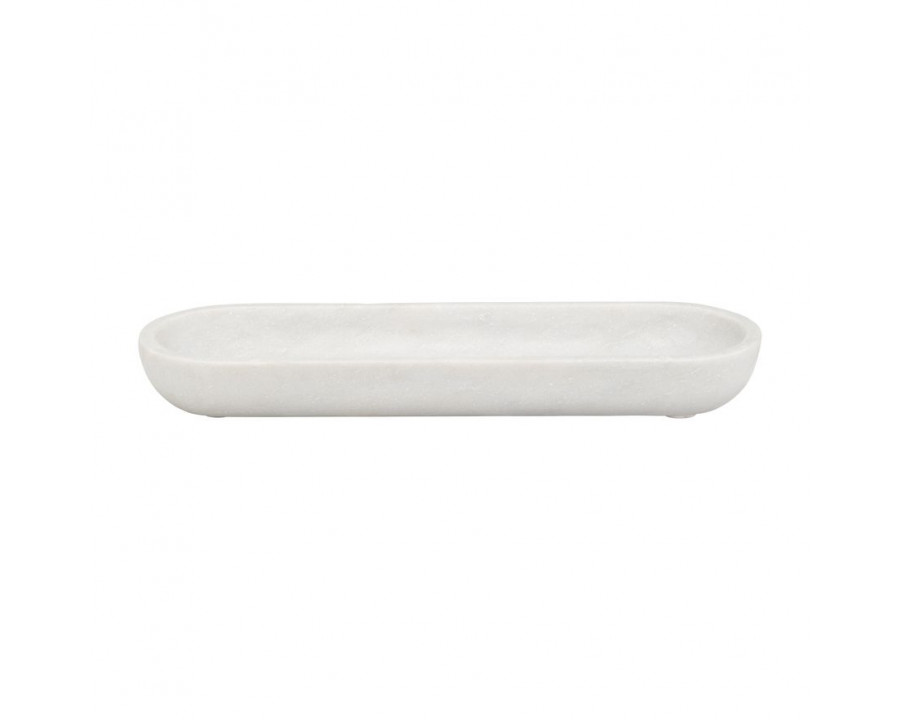 Sagebrook 18" Marble Oval Tray - White