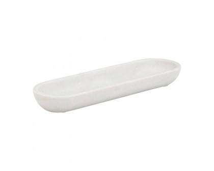 Sagebrook 18" Marble Oval Tray - White