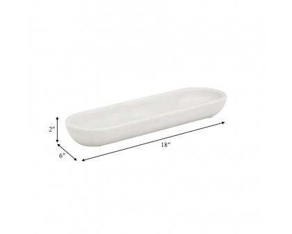 Sagebrook 18" Marble Oval Tray - White