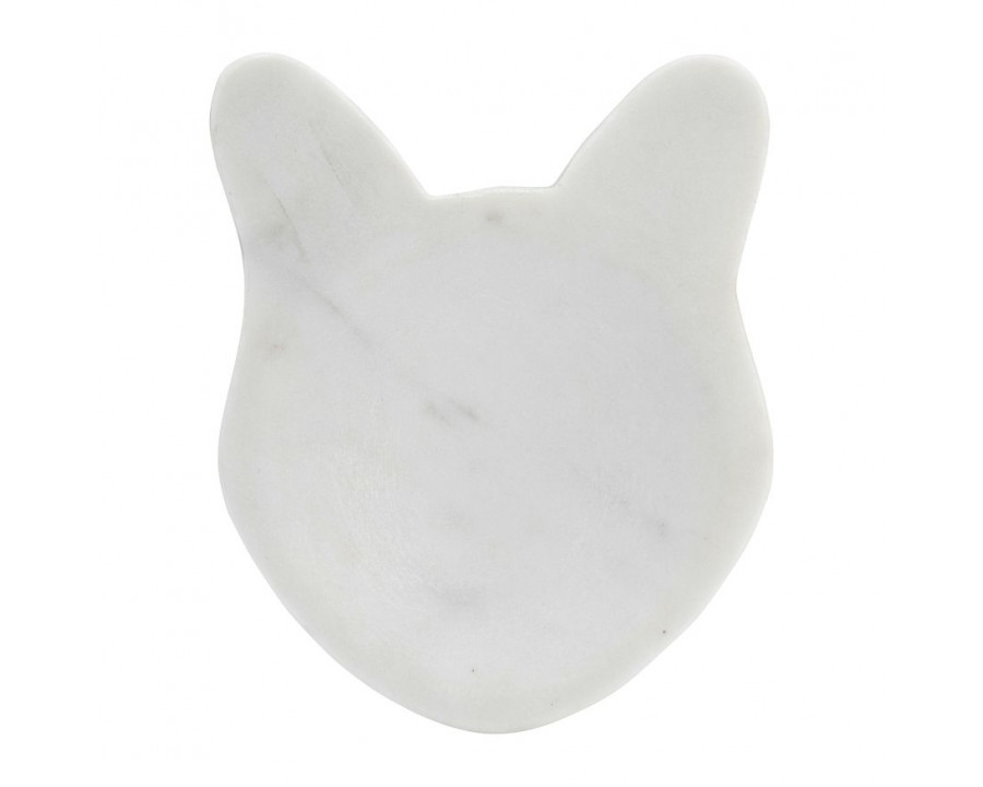 Sagebrook 5" Marble Cat Tray - White