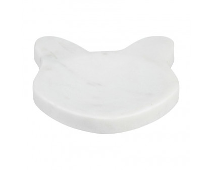 Sagebrook 5" Marble Cat Tray - White