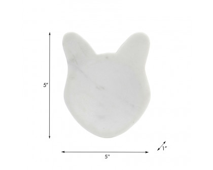 Sagebrook 5" Marble Cat Tray - White