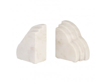 Sagebrook 6" Marble Rainbow Bookends (Set Of 2) - White