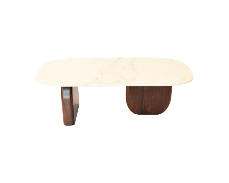 Sagebrook Marble/Wood Oval Console Table