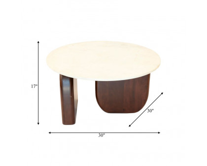 Sagebrook Marble/Wood Rectangle Coffee Table