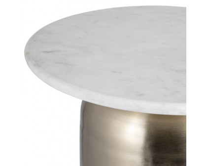 Sagebrook - Side Table Marble Top in White/Gold