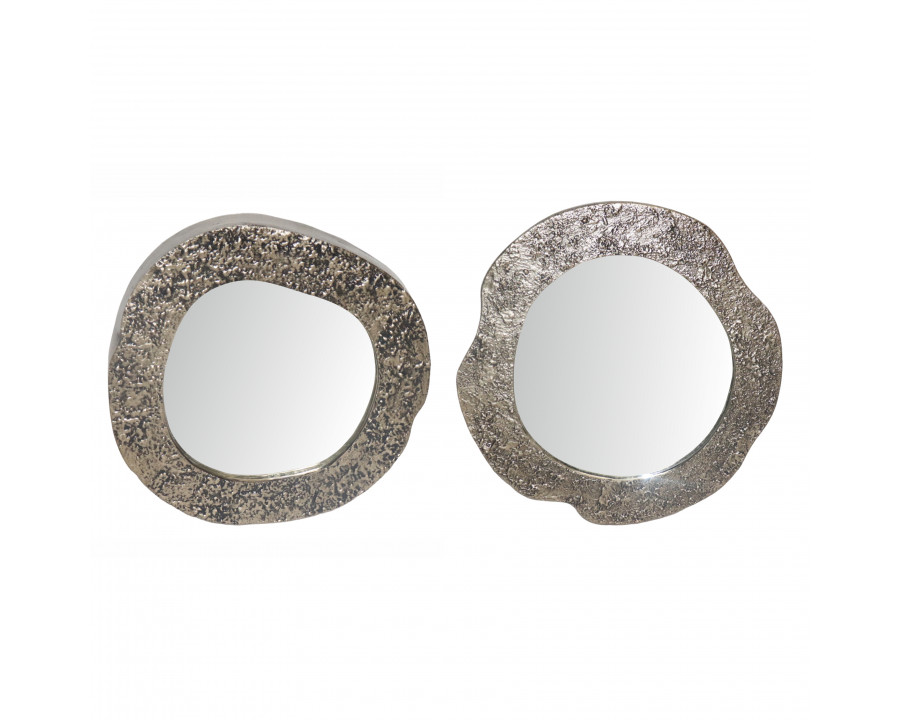 Sagebrook - 20" Metal Textured Mirrors (Set Of 2) in Silver