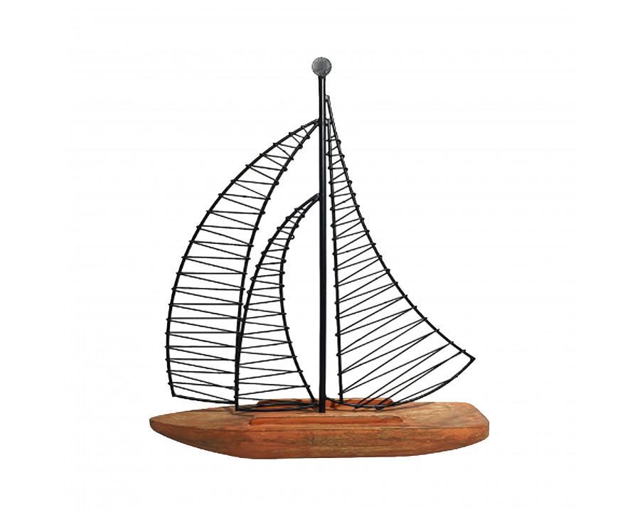 Sagebrook - 20" Wood Sailboat in Brown/Black