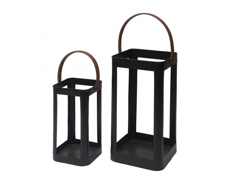 Sagebrook - 18" Metal Lanterns with Faux Leather Handle (Set Of 2)