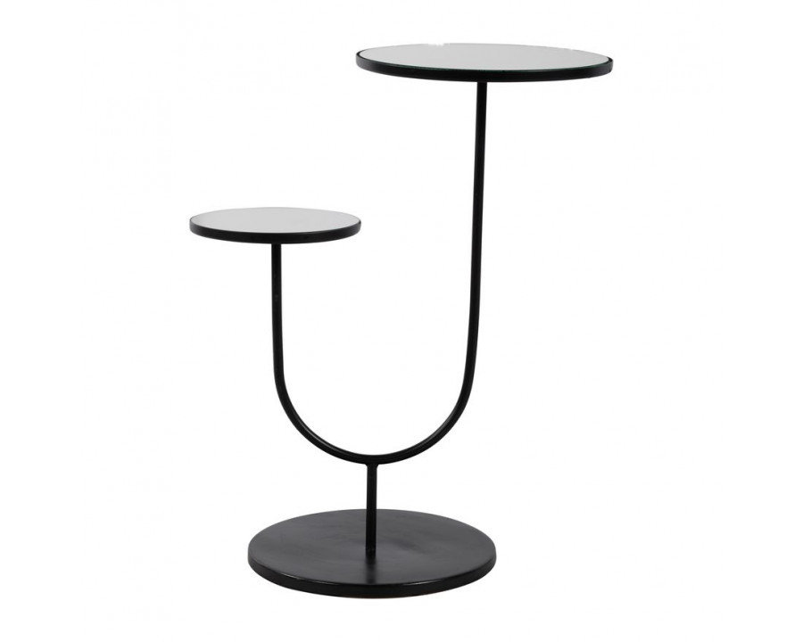 Sagebrook - Metal 2-Tiered Side Table With Mirror Top in White/Black