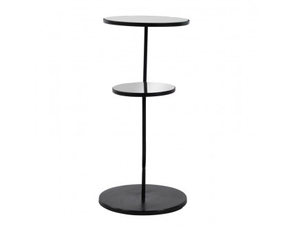 Sagebrook - Metal 2-Tiered Side Table With Mirror Top in White/Black