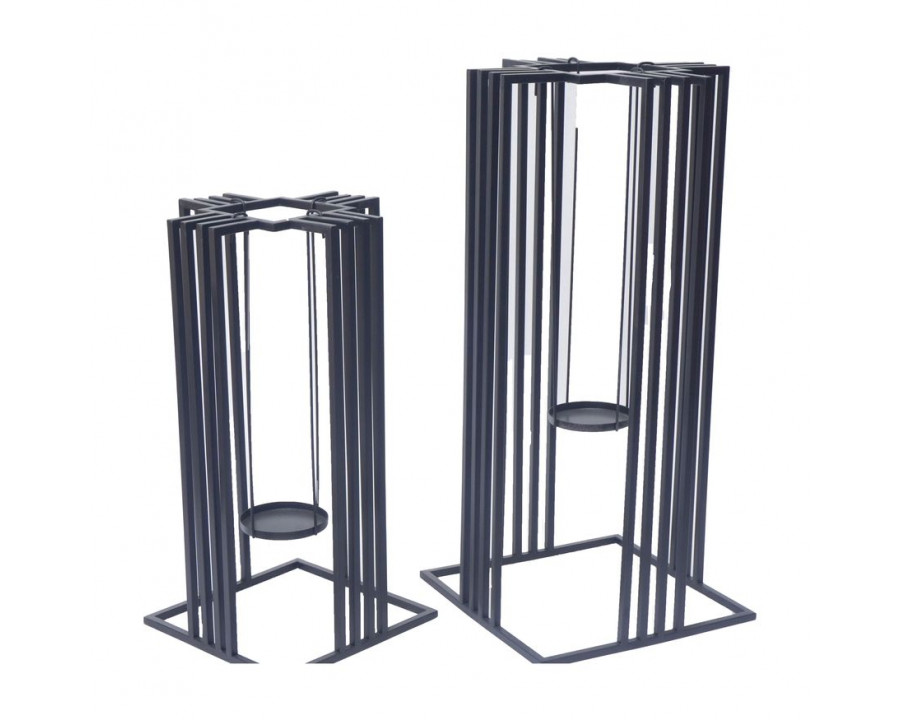 Sagebrook - 20"/26" Metal Open Lanterns (Set of 2) in Black