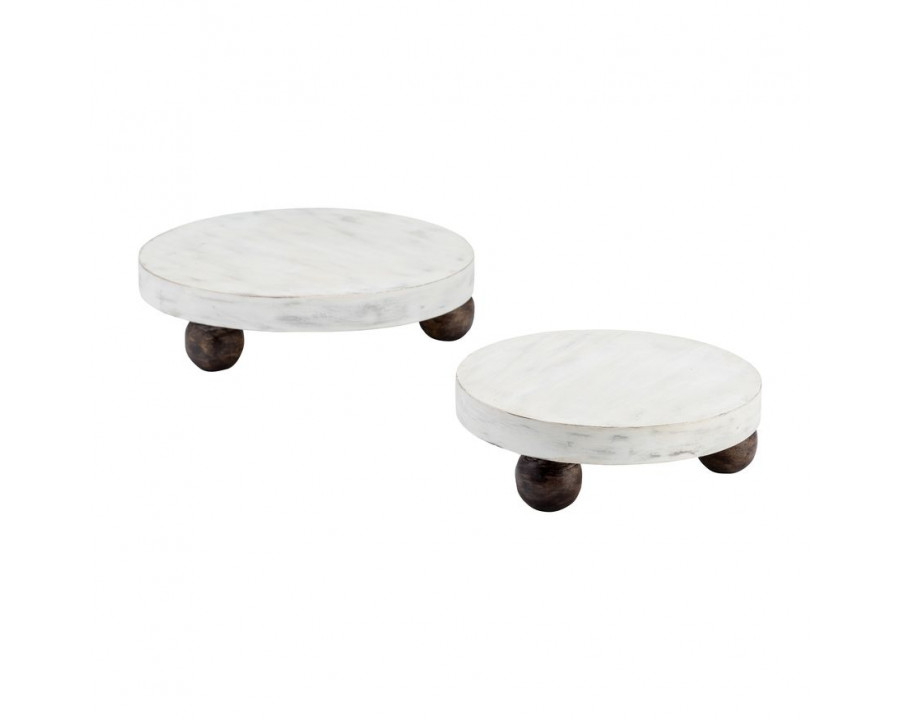 Sagebrook 8/10" Wood Round Risers (Set Of 2)