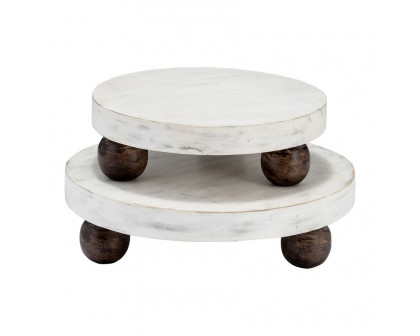 Sagebrook 8/10" Wood Round Risers (Set Of 2)