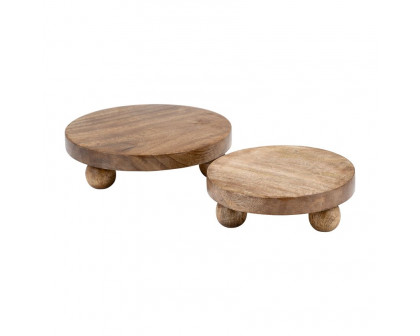 Sagebrook 8/10" Wood Round Risers (Set Of 2)