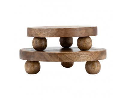 Sagebrook 8/10" Wood Round Risers (Set Of 2) - Natural