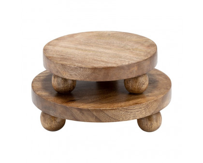 Sagebrook 8/10" Wood Round Risers (Set Of 2) - Natural