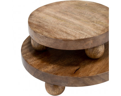 Sagebrook 8/10" Wood Round Risers (Set Of 2) - Natural