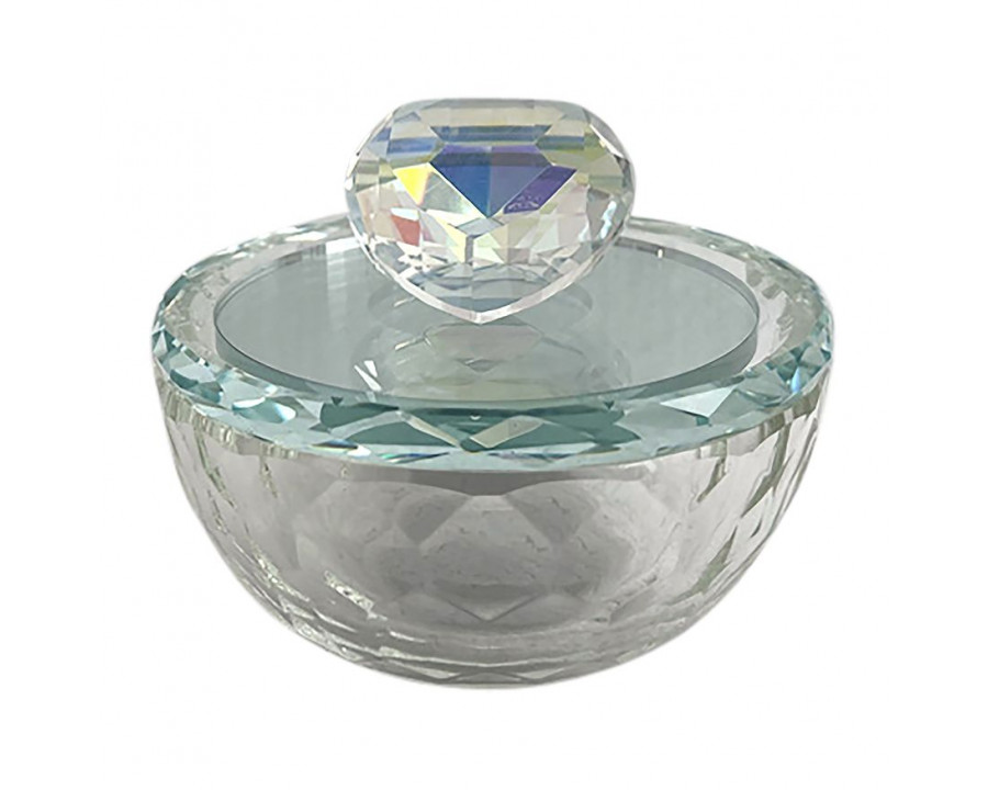 Sagebrook 4" Glass Trinket Box With Heart - Rainbow