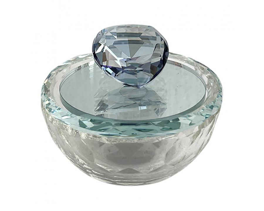 Sagebrook 4" Glass Trinket Box With Heart - Blue