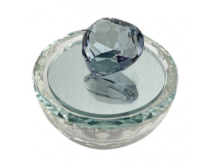 Sagebrook 4" Glass Trinket Box With Heart - Blue