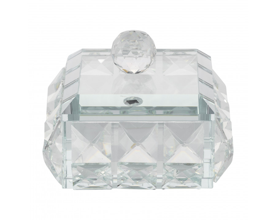 Sagebrook - 4" Glass Diamond Trinket Box in Clear