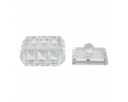 Sagebrook - 4" Glass Diamond Trinket Box in Clear