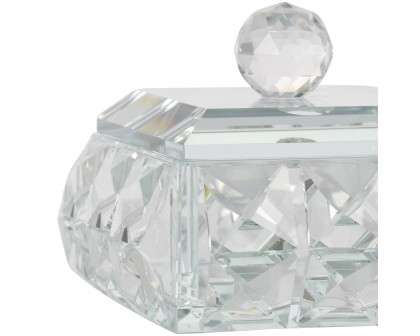 Sagebrook - 4" Glass Diamond Trinket Box in Clear