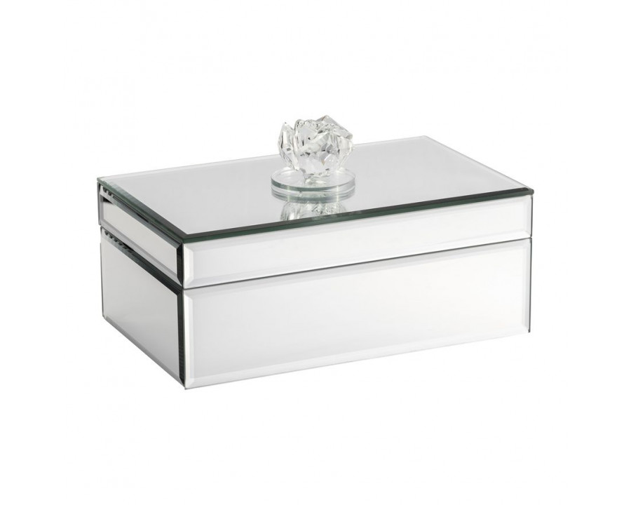 Sagebrook - 8" Glass Rec Jewelry Box Flower Top in Clear