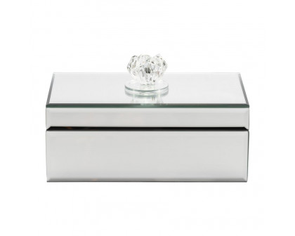 Sagebrook - 8" Glass Rec Jewelry Box Flower Top in Clear