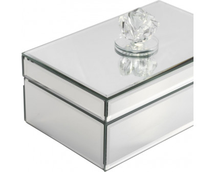 Sagebrook - 8" Glass Rec Jewelry Box Flower Top in Clear