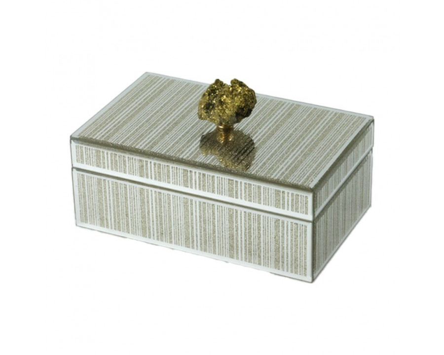 Sagebrook - 8"x5" Glass Jewelry Box Stone Top in Gold